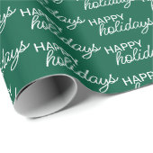 White Happy Holidays Wortart Muster auf Green Geschenkpapier (Rolleneckpunkt)