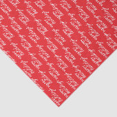 White Happy Holidays Wortart Muster auf Rot Seidenpapier (Ausschnitt)