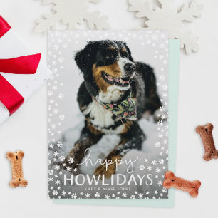 White Happy Howlidays Pet Lover Holiday Fotokarte Feiertagskarte