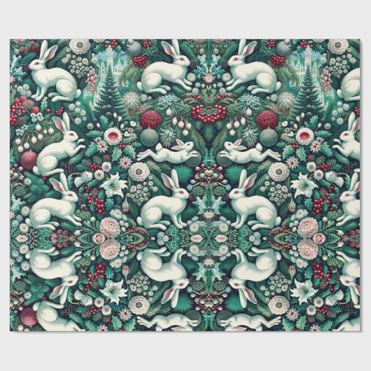 White Hare II Holiday Gift Wrap Geschenkpapier (Flach)