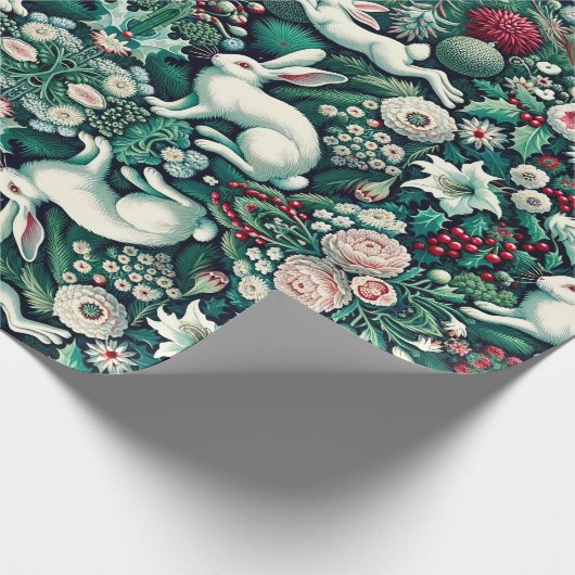White Hare II Holiday Gift Wrap Geschenkpapier (Ecke)