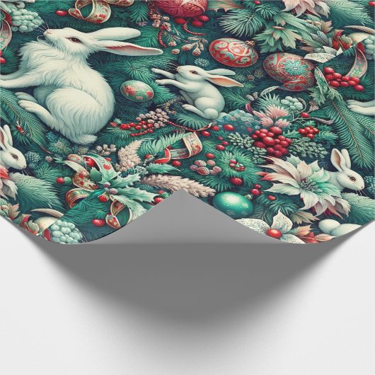 White Hare III Holiday Gift Wrap Geschenkpapier (Ecke)