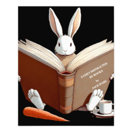White Hare leicht abgelenkt von Büchern! Poster
