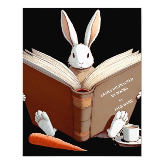 White Hare leicht abgelenkt von Büchern! Poster (Vorne)