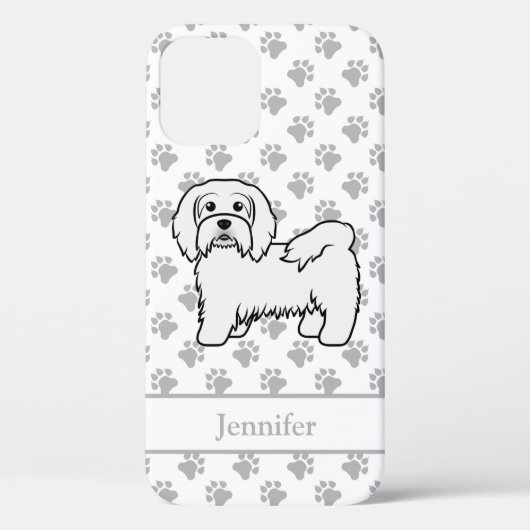 White Havanese Cartoon Dog Illustration & Name Case-Mate iPhone Hülle (Rückseite)