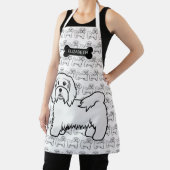 White Havanese Cartoon Dog Illustration & Name Schürze (InSitu)