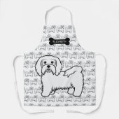 White Havanese Cartoon Dog Illustration & Name Schürze (Vorderseite)