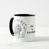 White Havanese Dog Wreath Tasse (Vorderseite Links)