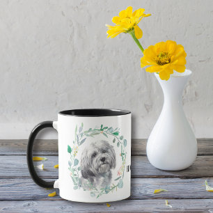 White Havanese Dog Wreath Tasse