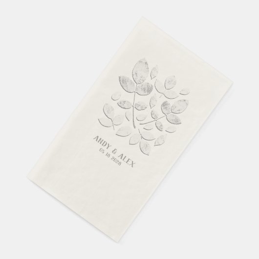 White Haven Leaf Wedding Ecru Beige Serviette (Ecke)
