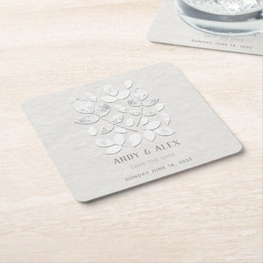 White Haven Wedding rettet das Datum Rechteckiger Pappuntersetzer (angewinkelt)