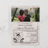 White Hawaii Pass Einladung zur Hochzeit (Vorne/Hinten)