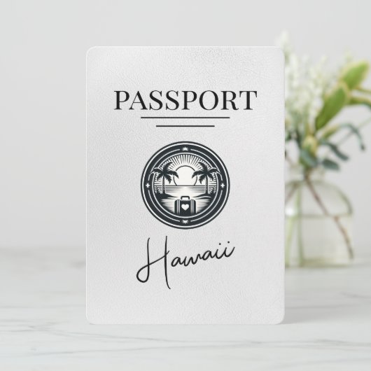 White Hawaii Passport Save the Date (Stehend Vorderseite)