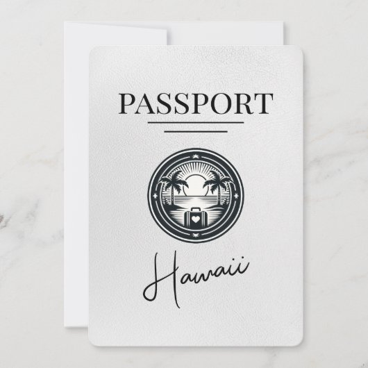 White Hawaii Passport Save the Date (Vorderseite)