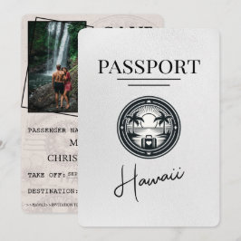 White Hawaii Passport Save the Date