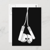 White Headphone Postcard Postkarte (Vorne/Hinten)