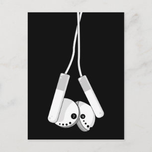 White Headphone Postcard Postkarte