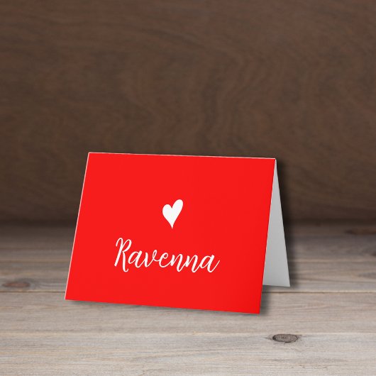 White Heart and Handwritten Name Neon Red