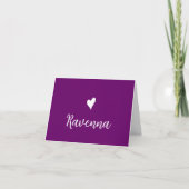 White Heart and Handwritten Name Plum Purple (Vorderseite)