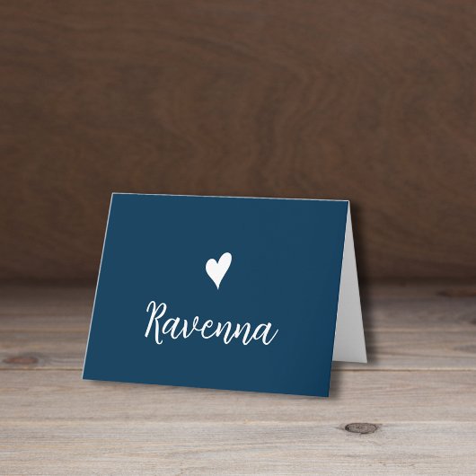 White Heart and Handwritten Name Prussian Blue