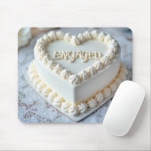White Heart Cake For Engagement Mousepad (Mit Mouse)