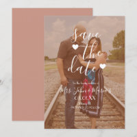 White Heart Script-Foto Save the Date