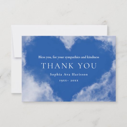 White Heart Sky Custom Foto Beerdigung Dankeskarte (Vorderseite)