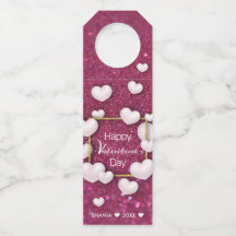 White Hearts Burgundy Glitzer Valentinstag