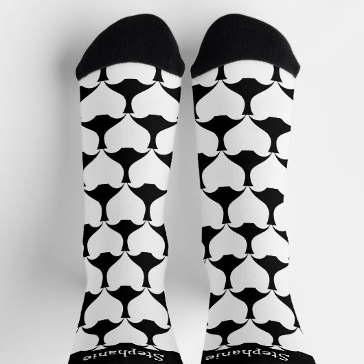 White Hearts Design Personalisiert Socken (Oben)