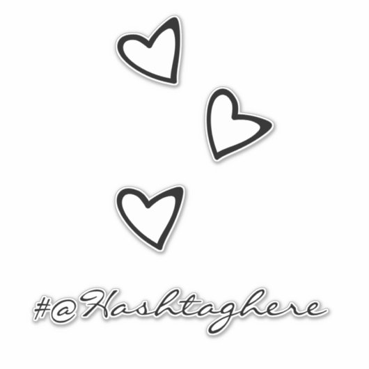 White Hearts Floating Name Script Car Decal Aufkleber (Vorderseite)