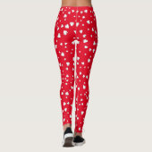 White  Hearts Floating Pattern on Red Leggings (Rückseite)