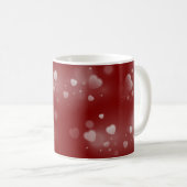 White Hearts on Red Background Kaffeetasse (VorderseiteRechts)