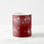 White Hearts on Red Background Kaffeetasse (Mittel)