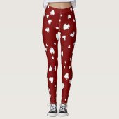 White  Hearts Pattern on Red Leggings (Vorderseite)