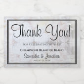 White Hearts & Peonies Vielen Dank für Ihre Hochze Schaumweinetikett (Einzelnes Label)