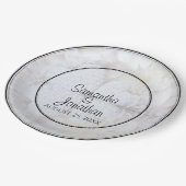 White Hearts & Peony Blume Spiegelungen Hochzeit Pappteller (Schrägansicht)