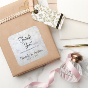 White Hearts & Peony Reflections Hochzeit Vielen D Quadratischer Aufkleber