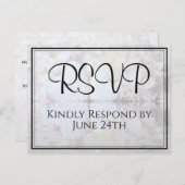 White Hearts & Peony Reflections Wedding RSVP Postkarte (Vorne/Hinten)