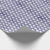 White Hearts über Navy Blue Linen Geschenkpapier (Ecke)
