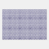 White Hearts über Navy Blue Linen Geschenkpapier Set (Vorderseite 2)