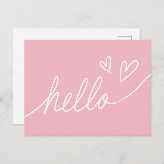 White "Hello" Buchstaben mit Herzform Postkarte (Vorne/Hinten)