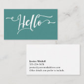 White Hello Script Typografie Über Editable Aquama Visitenkarte (Vorne/Hinten)