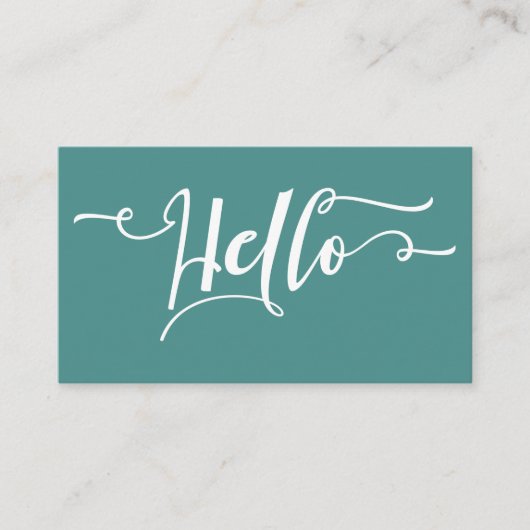 White Hello Script Typografie Über Editable Aquama Visitenkarte (Vorderseite)