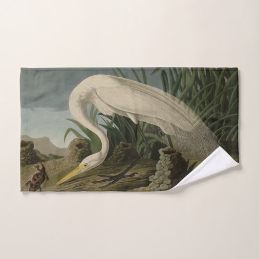 White Heron, Great Egret, Audubon Birds of America Badhandtuch Set (Handtuch)