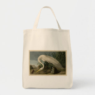White Heron, Great Egret, Audubon Birds of America Tragetasche