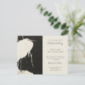 White Heron in Winter Snow Wedding Einladungspostkarte (Stehend Vorderseite)