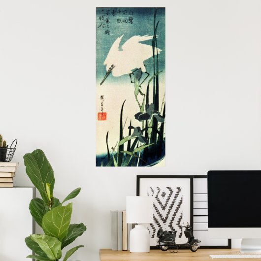 White Heron und Iris Poster (Heimbüro)