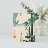 White Heron und Iris Postkarte (Stehend Vorderseite)