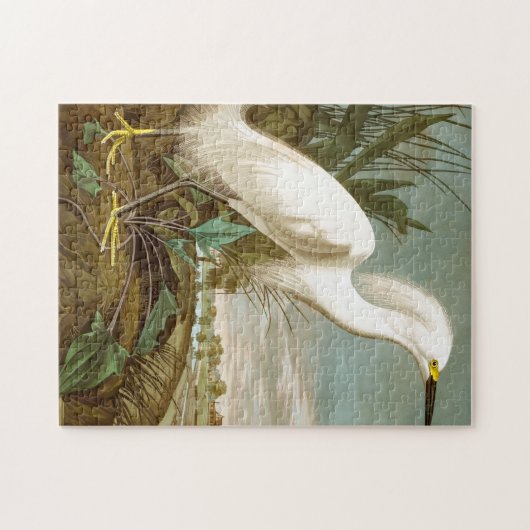 White Heron von John James Audubon Puzzle (Horizontal)