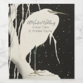 White Heron Winter Wedding Celebration Empfang Weinetikett (Einzelnes Label)